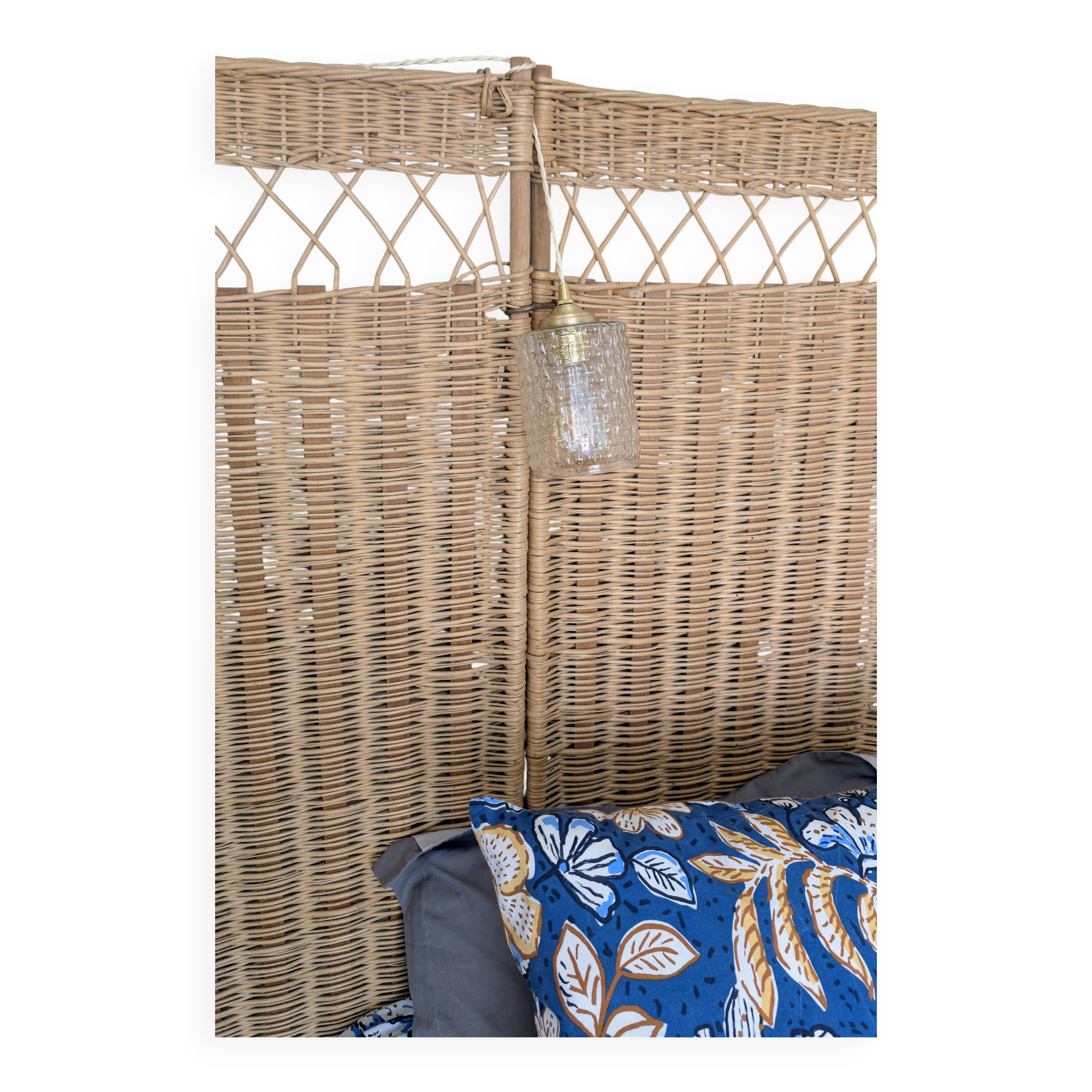 Hammered glass table lamp with vintage style shade