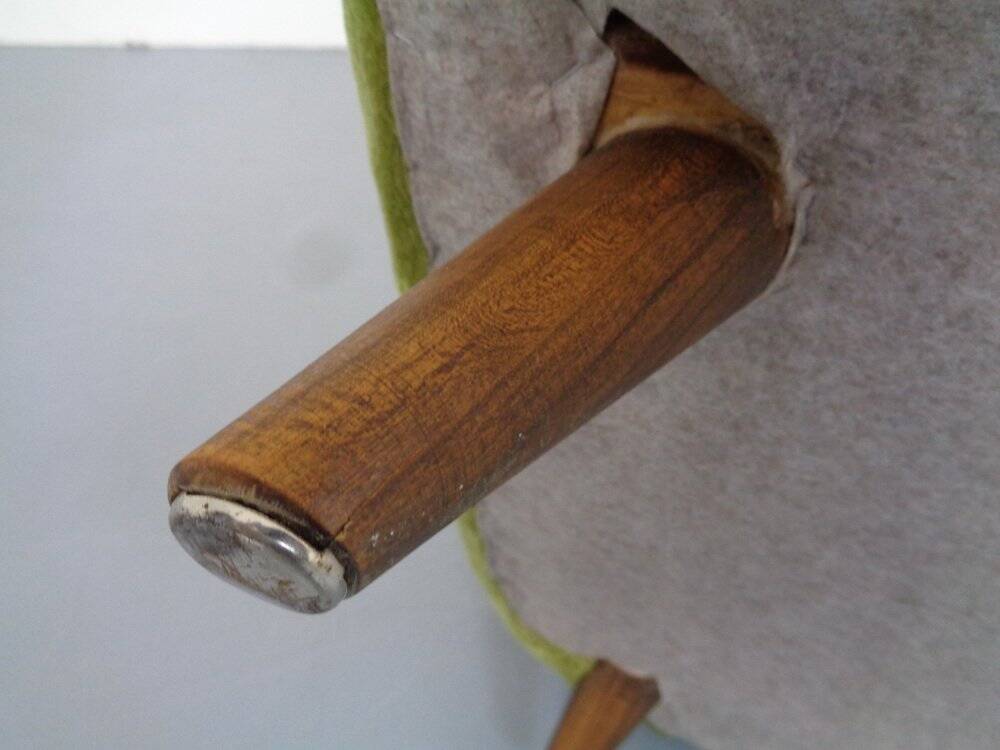 Italian Mohair Wingback Chair, 1950s