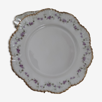 Assiette plate en porcelaine de Limoges décor or 1890-1900 A Lanternier France Brink & Winckler
