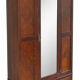 Antique walnut burl wardrobe with central mirror and large drawer.