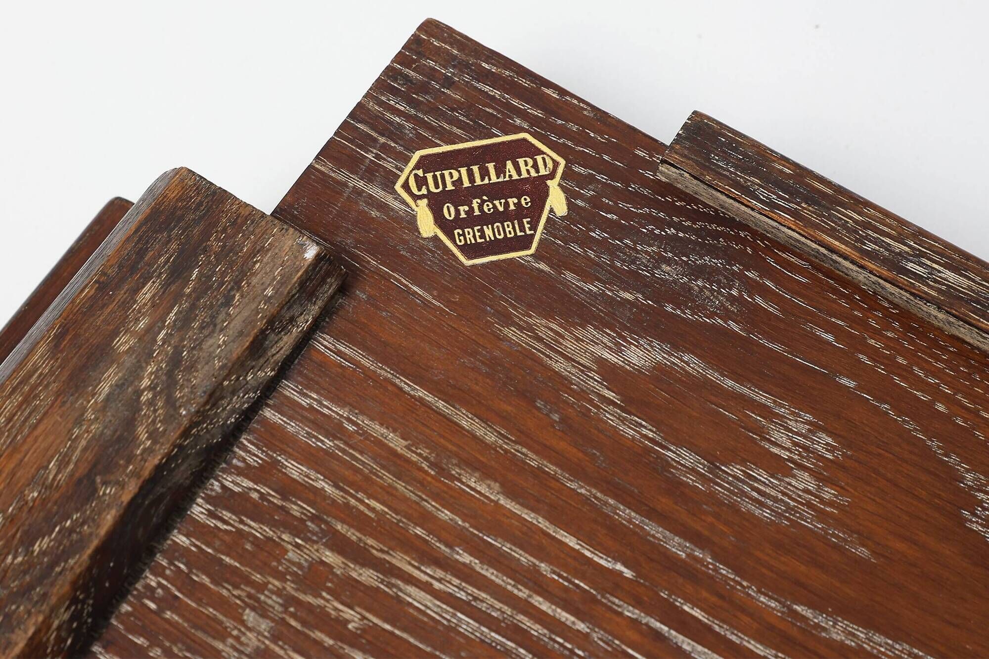 French Art Deco Cerused Oak Serving Tray with Raised Handles, 1920s