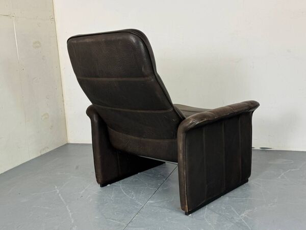 Fauteuil de salon vintage en cuir brutaliste du milieu du siècle de De Sede, années 1960