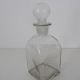 Square old carafe - white glass smooth