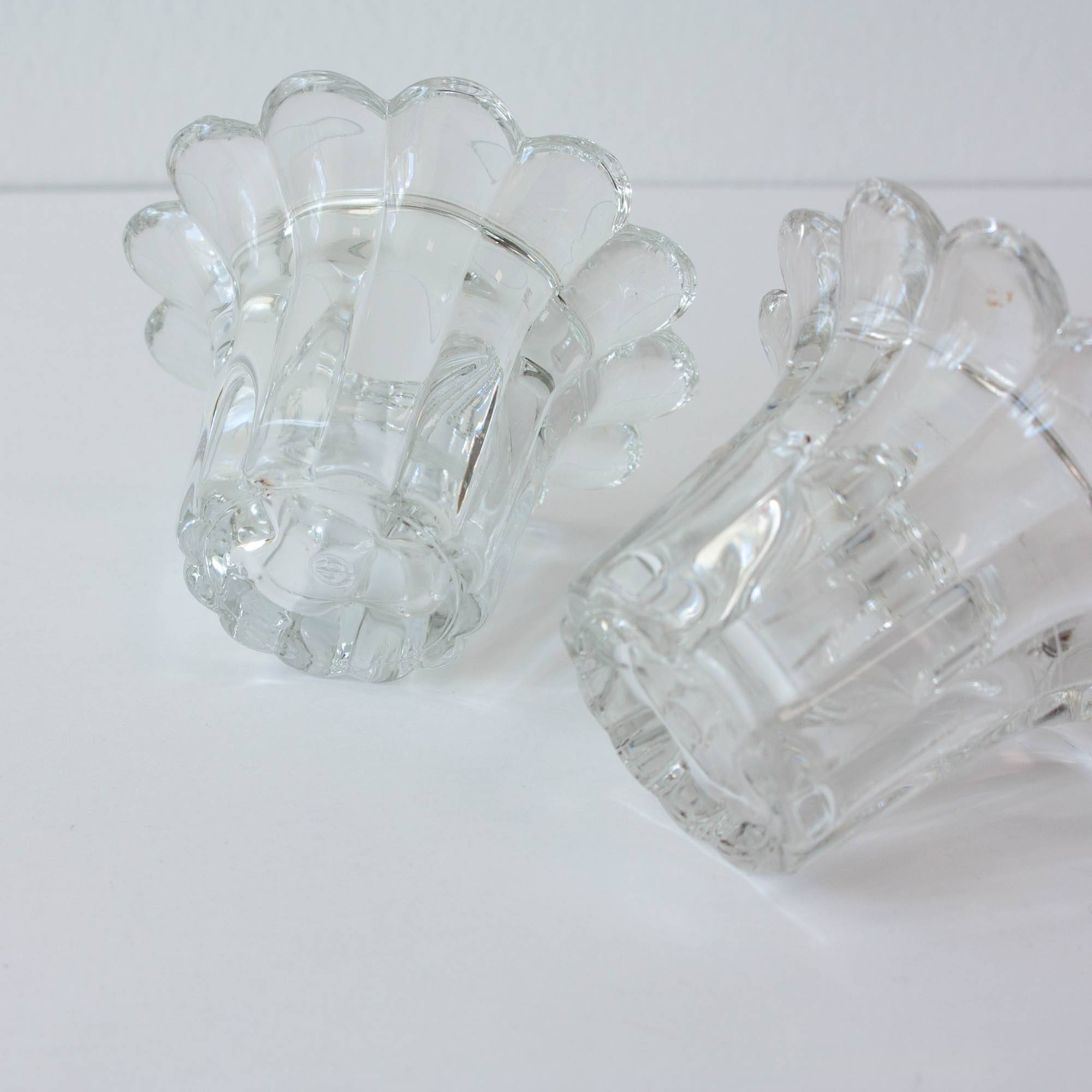 Vintage 1980s Reims-Style Glass Candle Holders