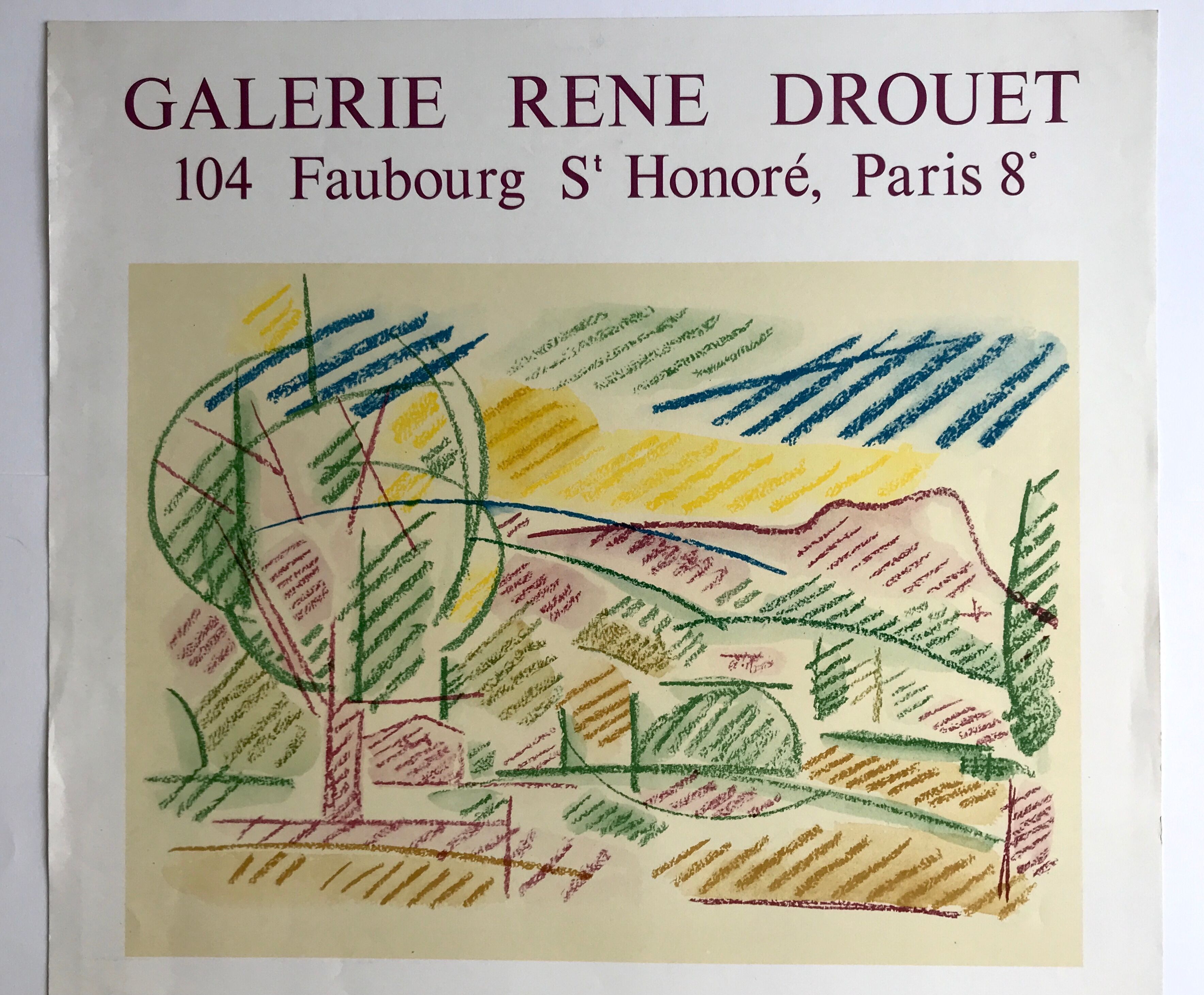 Poster in lithograph of Émile Lahner, Galerie René Drouet, 1977