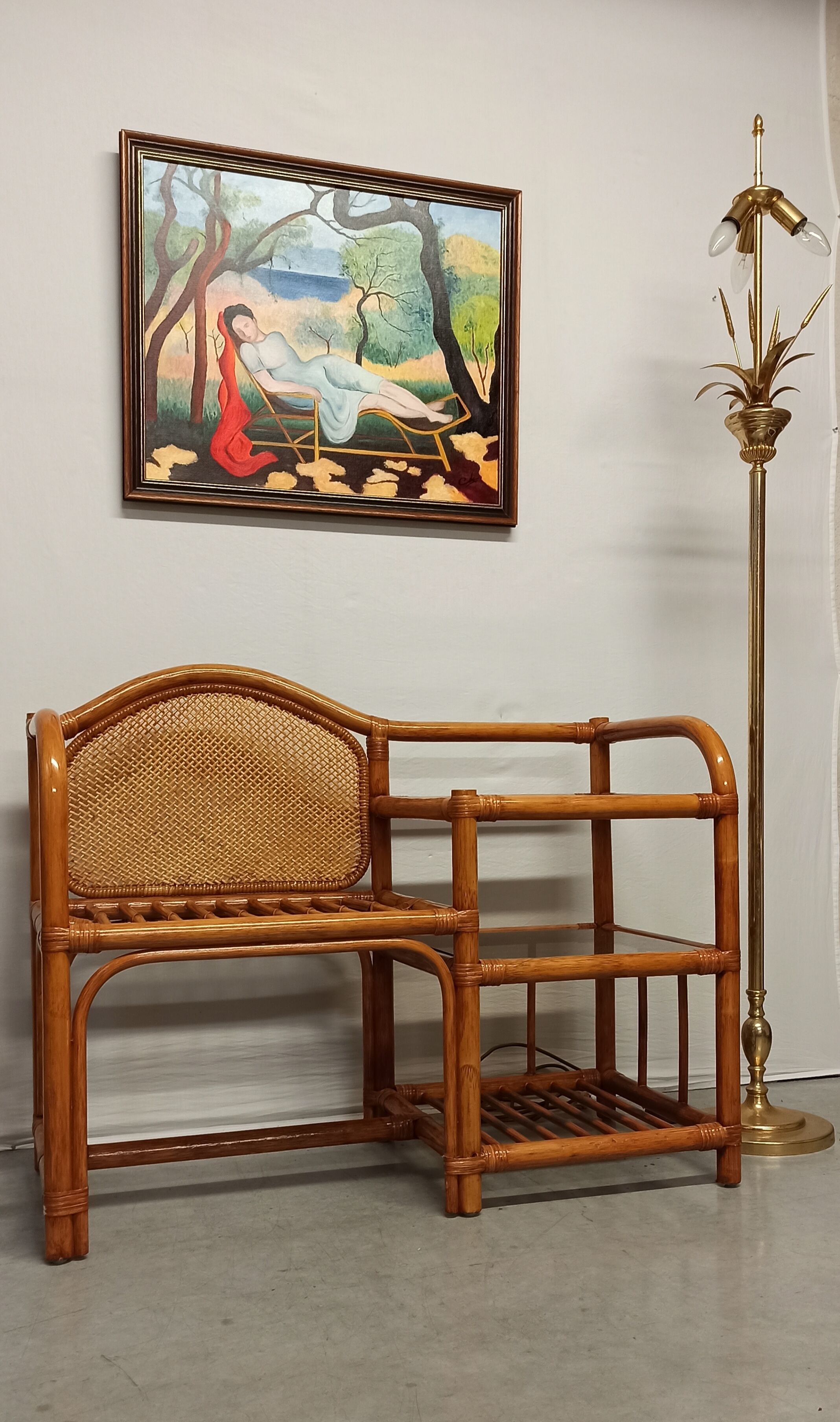 Furniture phone bamboo rattan and wicker