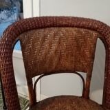 Old rattan bistro chair ROUSSEAU with plate