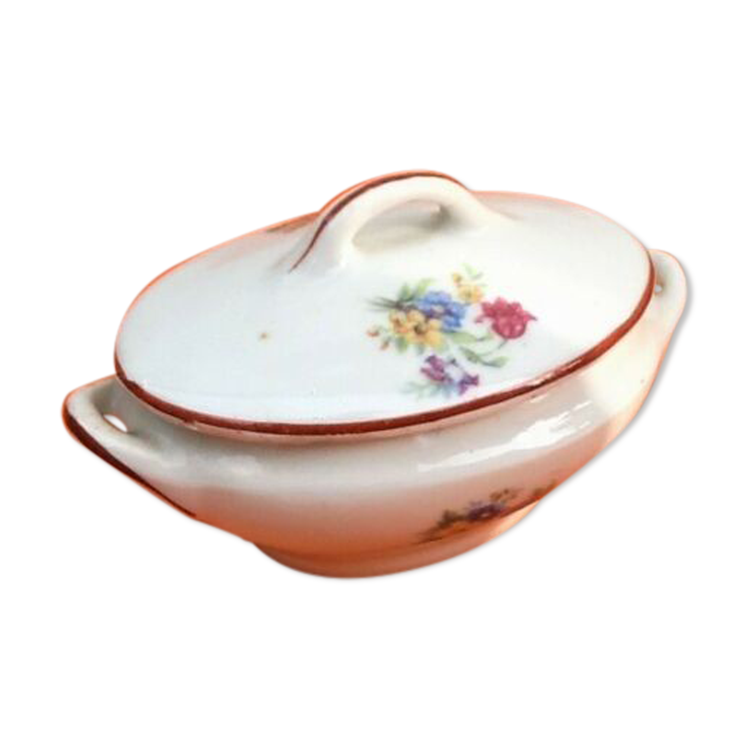 Old soup bowl porcelain foral decoration
