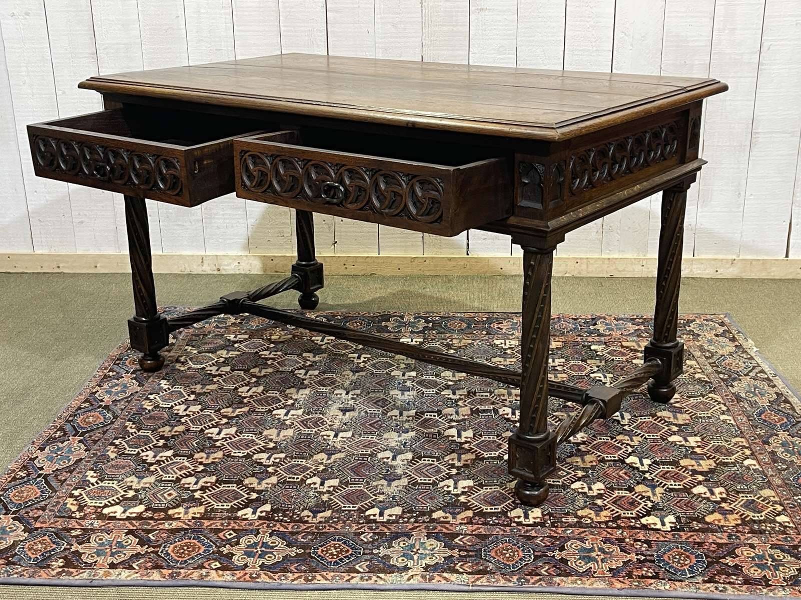 Late 19th century Gothic style oak desk