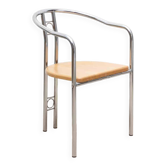 Vintage chair in light wood with chrome legs