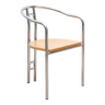 Chaise vintage en bois claire et pieds chromés