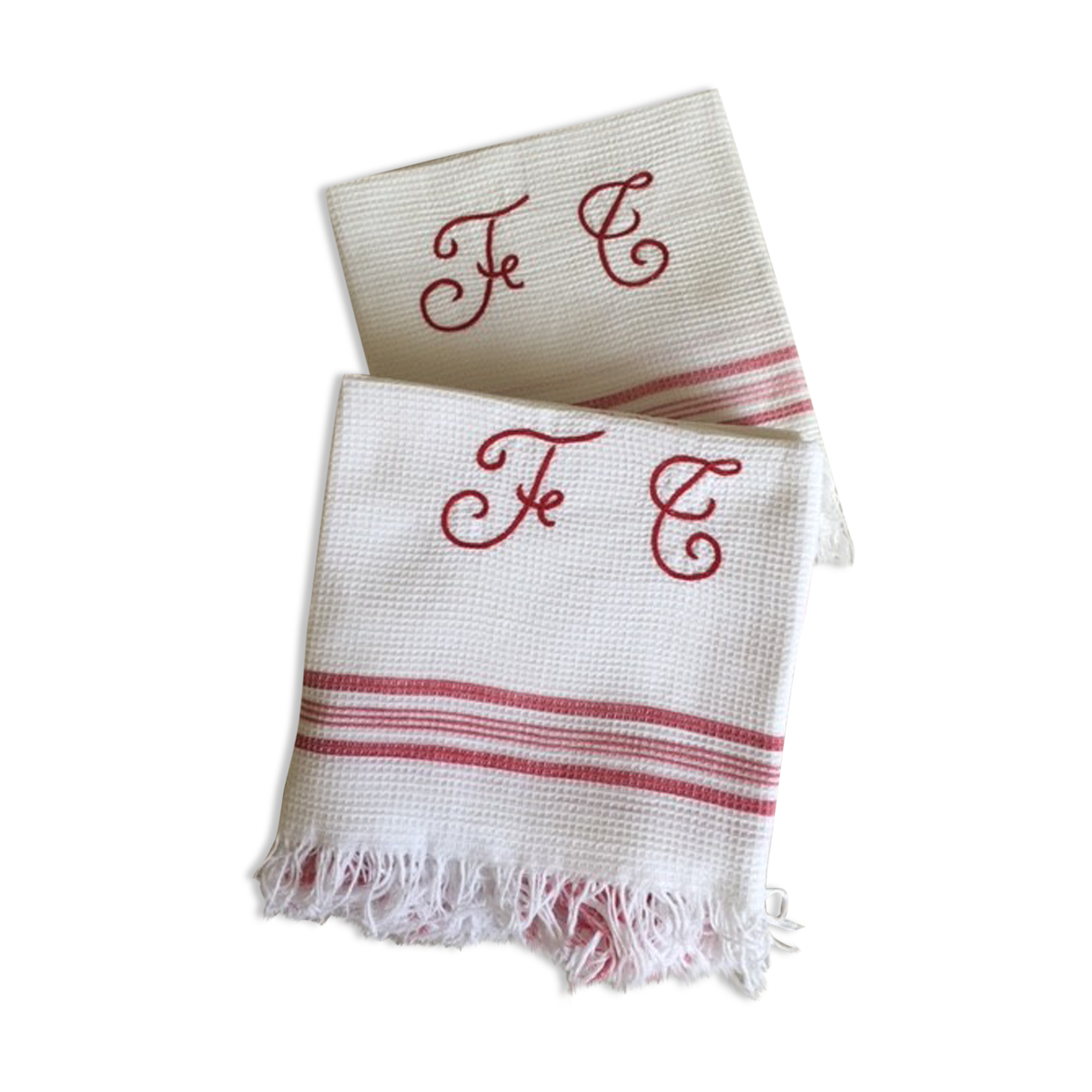 Set of two old honeycomb towels