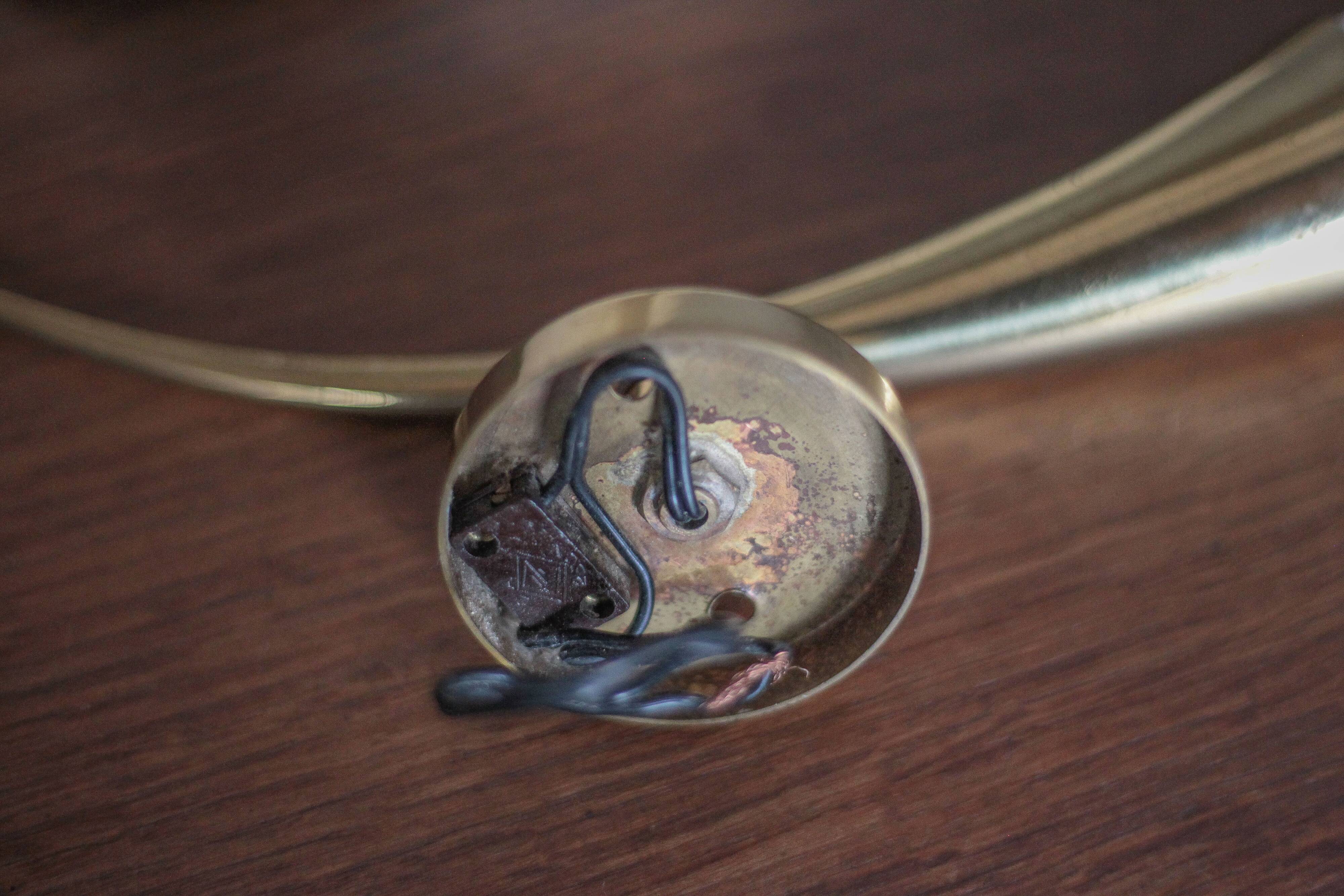 Pair of brass and perforated metal wall lights, wall sconce, decorative