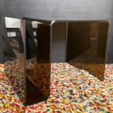 Smoked plexiglass magazine rack side table from the 70s