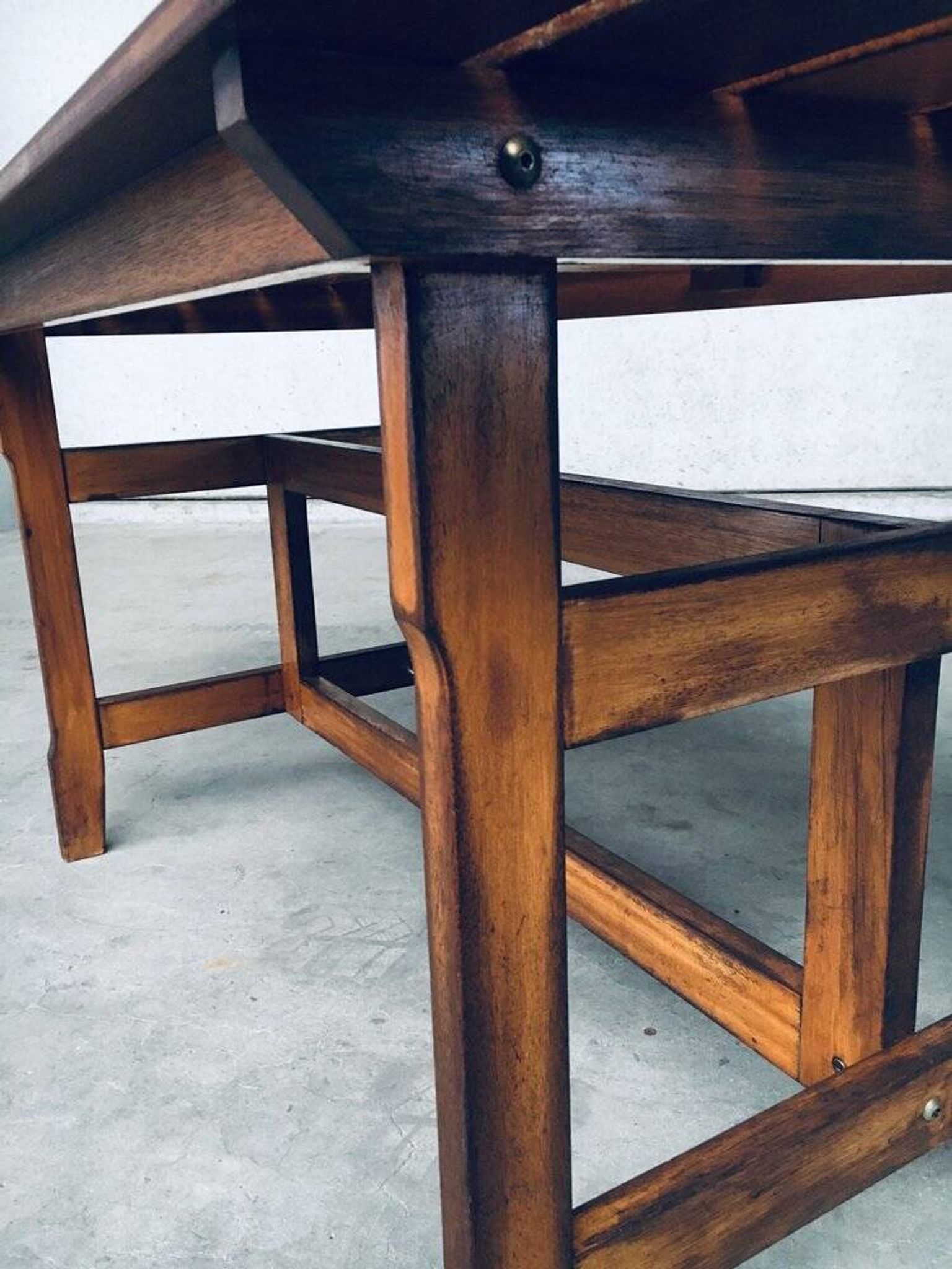 Patinated Wood Garden Table, 1970s