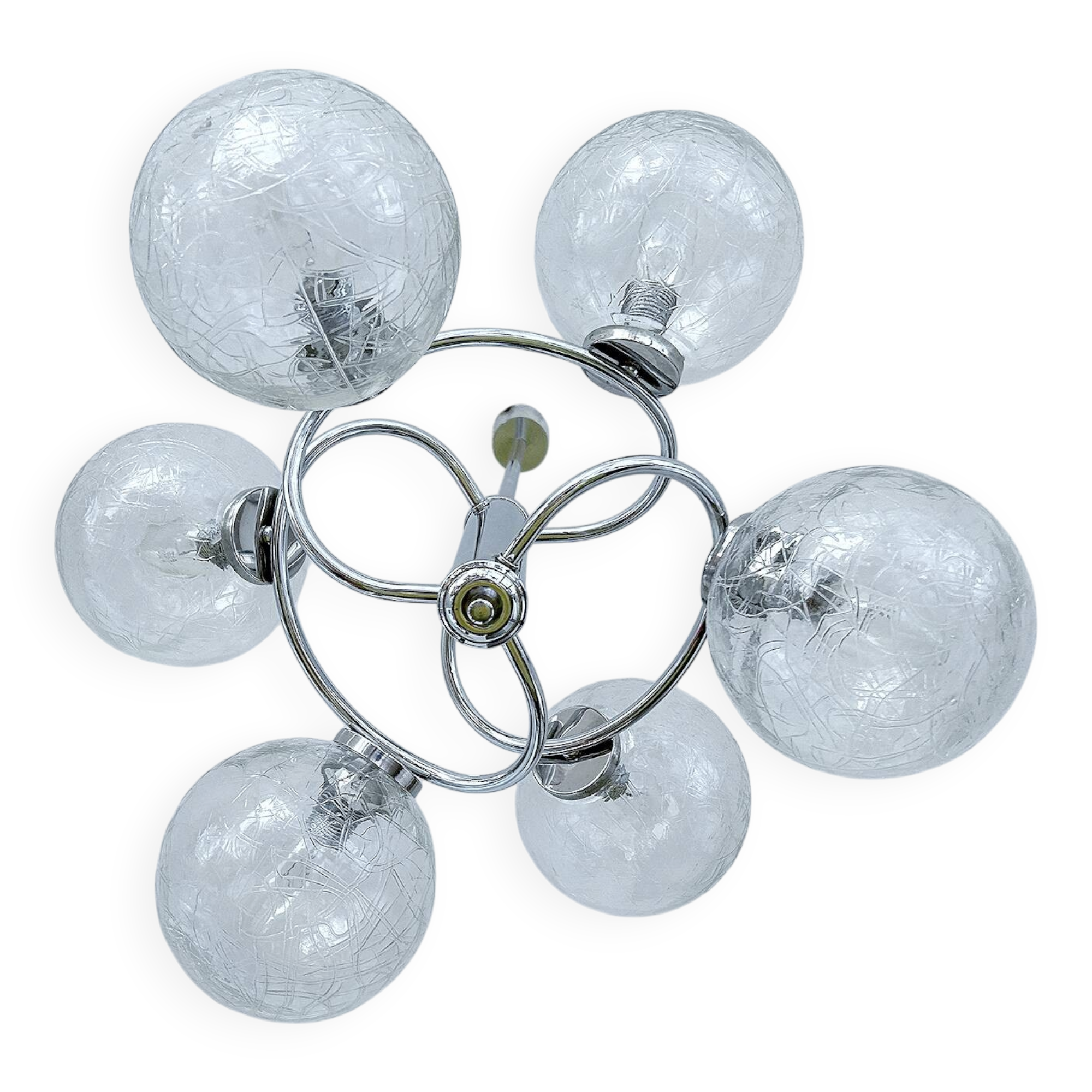 Suspension vintage Space Age en verre et chrome