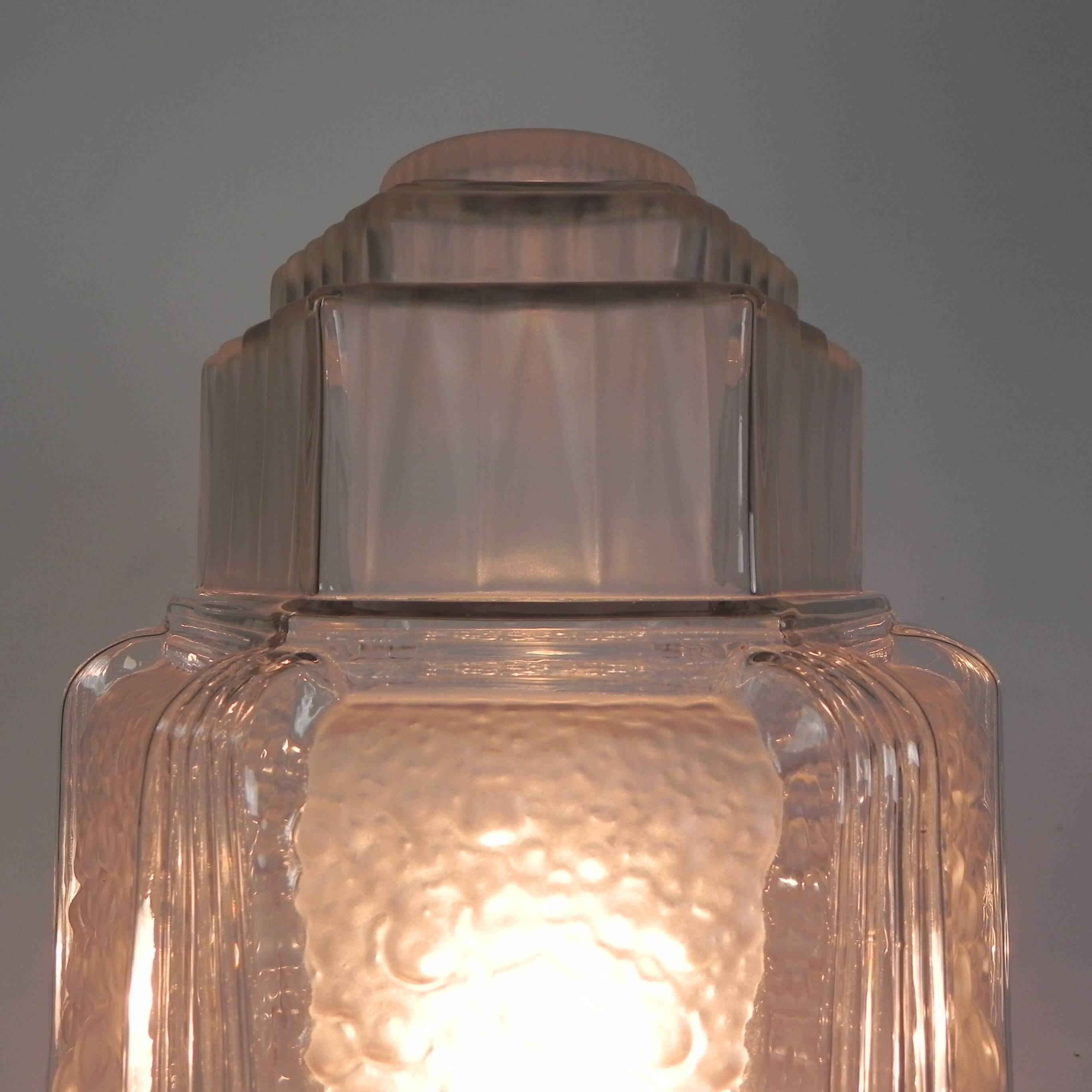 Art Deco ceiling light, skyscraper model, Muller Frères by Francis Hubert, 1930s