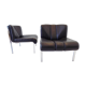Girsberger Eurochair set of 2 black leather lounge chairs