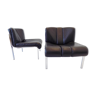 Girsberger Eurochair set of 2 black leather lounge chairs