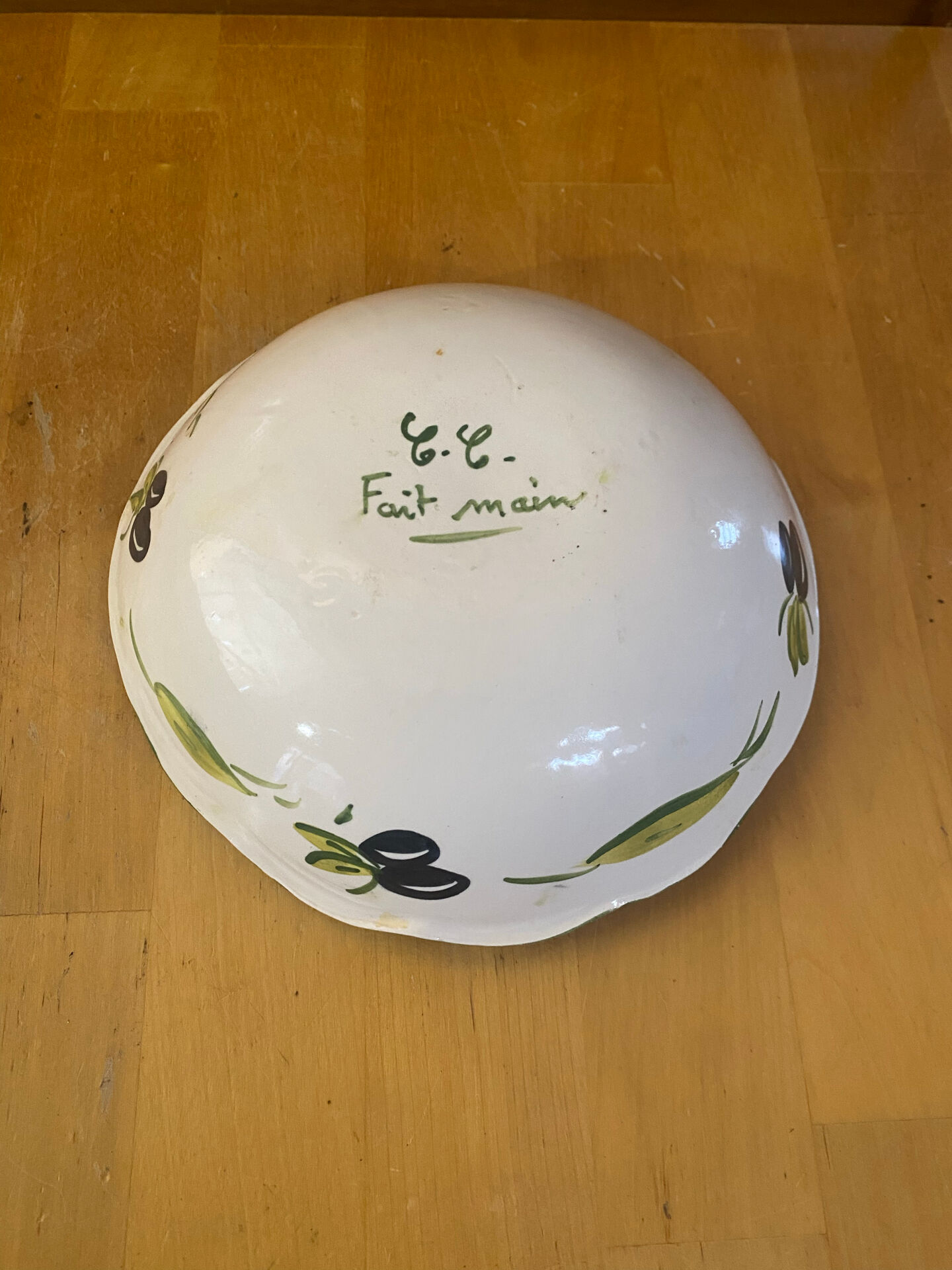 Aperitif plate style vallauris polychrome ceramic olive decor vintage