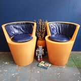 Pair of Tom Dixon orange tub chairs 1990s