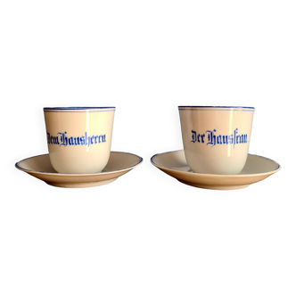 Set of two cups and saucer art deco style