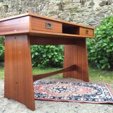 Vintage teak marine desk with 2 drawers.