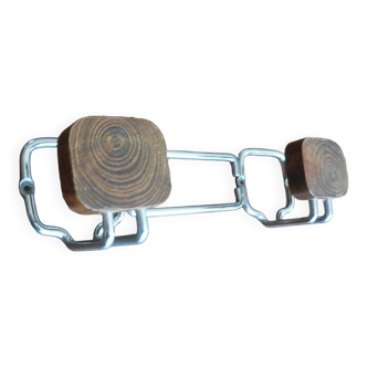 Coat rack with 2 wooden hooks 1970