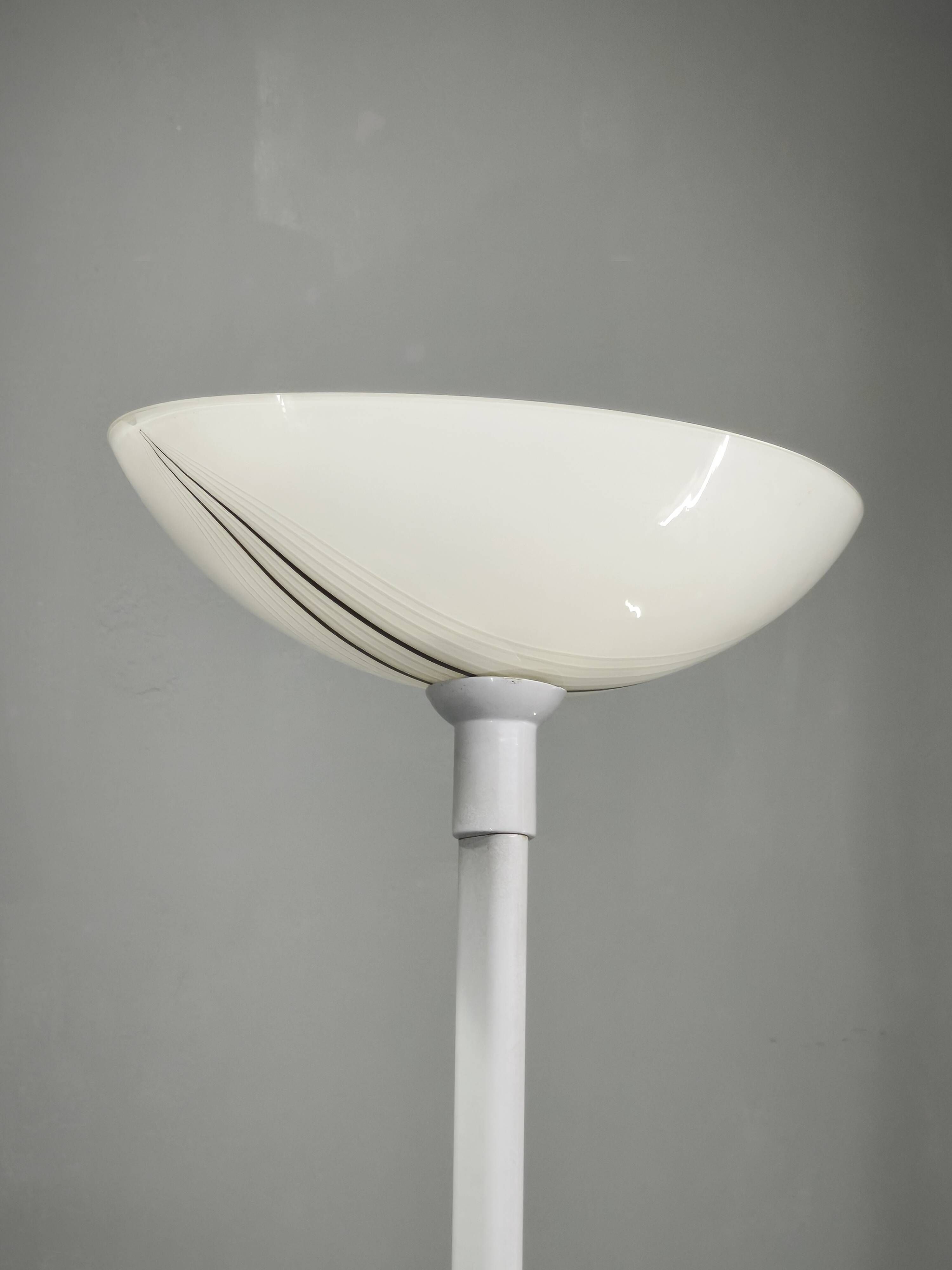 1970s Italian Murano Glass Dimmable Torchiere Floor Lamp