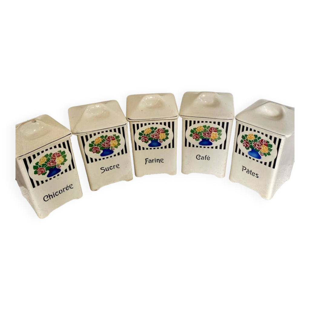Lot De 12 Anciens Pots à épices B&W En Tôle - Blanc - Vintage (sans Couvercles)