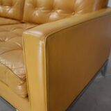 Florence Knoll two-seater sofa in mustard yellow leather, 1970