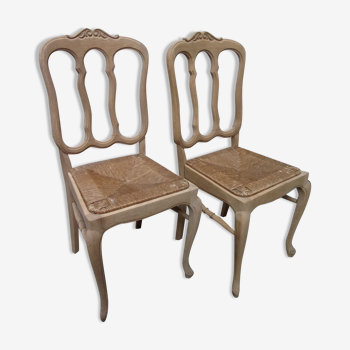 2 oak chairs Louis XV style mulched aerogummed