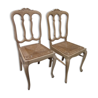 2 oak chairs Louis XV style mulched aerogummed