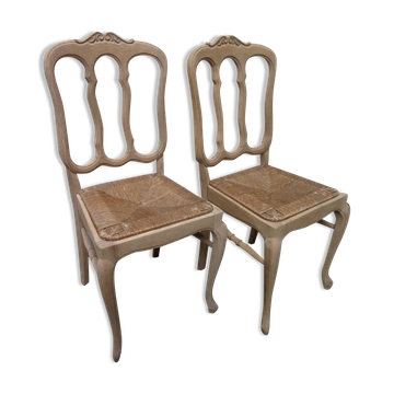 2 oak chairs Louis XV style mulched aerogummed