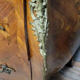 Louis XV style curved chest of drawers in marquetry circa 1880