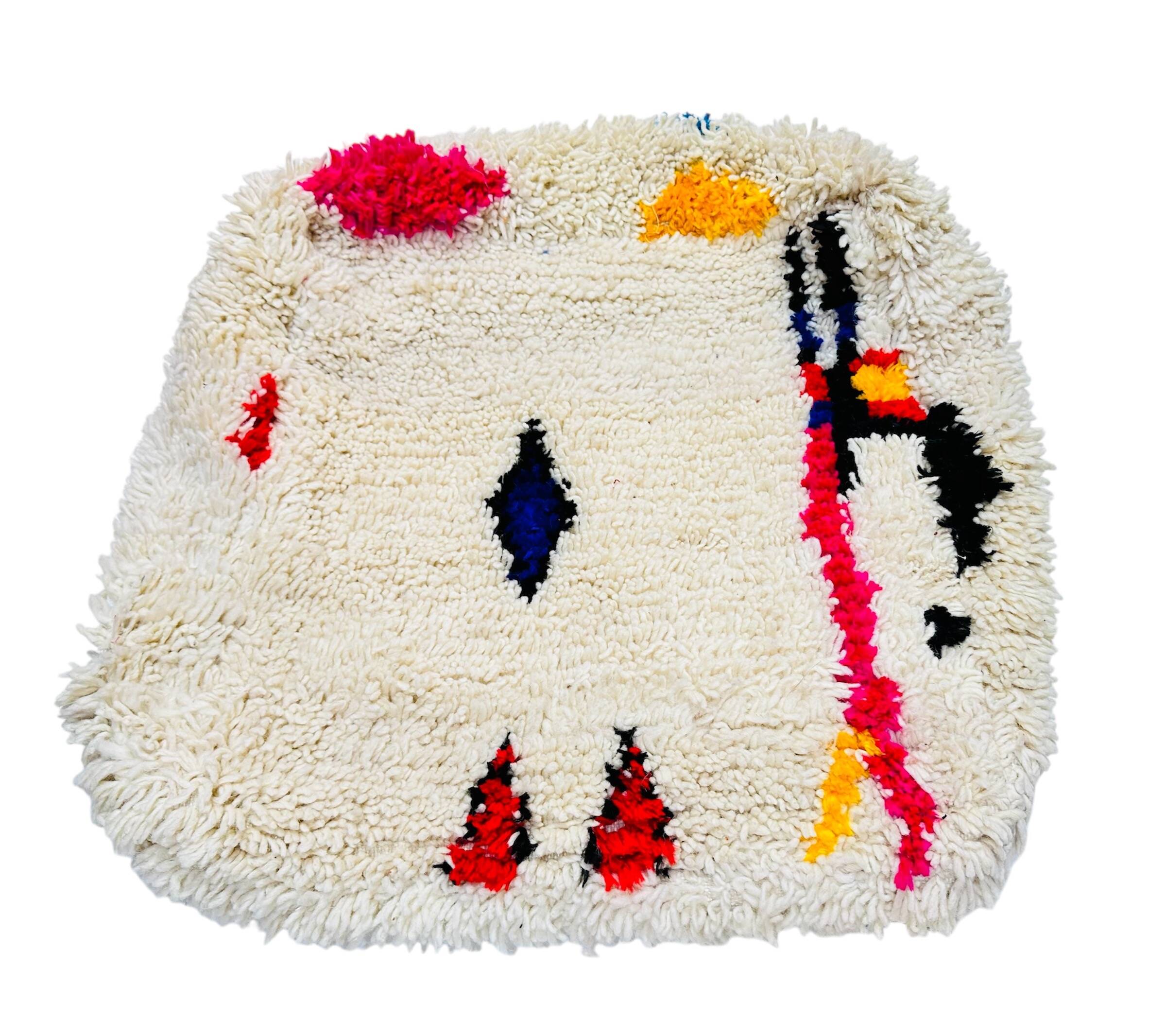 Berber floor cushion, Beni ouarain, Boujaad, Azilal Moroccan pouf pure wool 60 x 60 x 20 cm