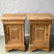 Pair of bedside tables renovated in solid raw cherry wood