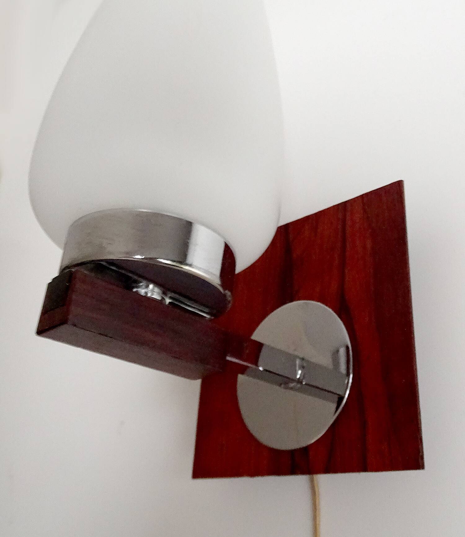 Scandinavian wall light, Glass and teak