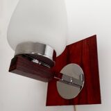 Scandinavian wall light, Glass and teak