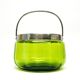 Sugar bowl, Art Nouveau, green glass, silver-plated brass, Sweden, early 20th century