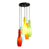 Lampe vintage à suspension en verre coloré, design Italie, années 1960