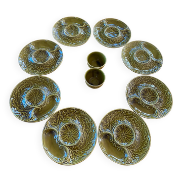 Ensemble de 8 assiettes à asperges et 2 bols de Gien