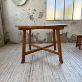 Set of round table and 4 rounded benches, 1950