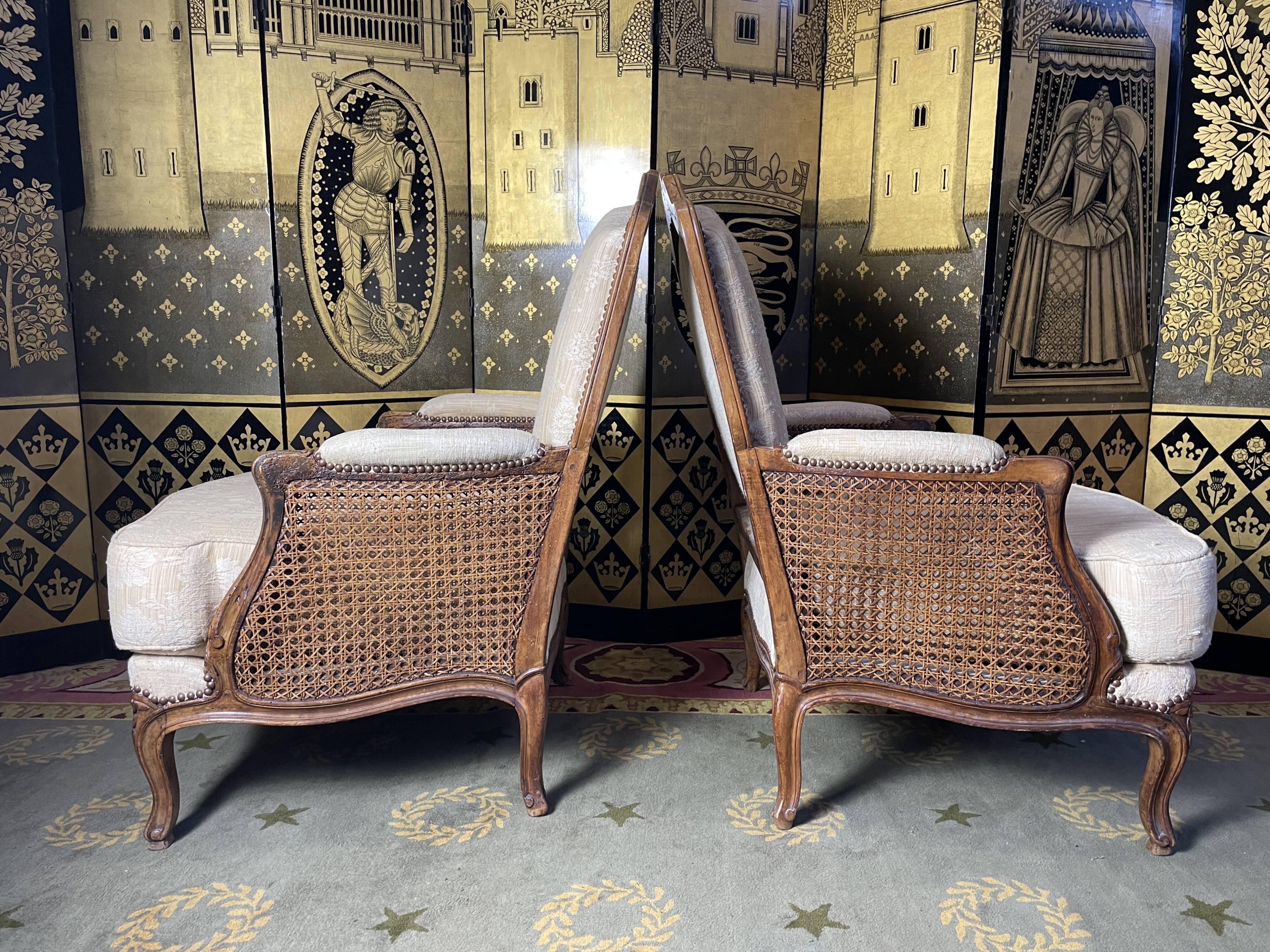Pair of Louis XV style armchairs 19th century