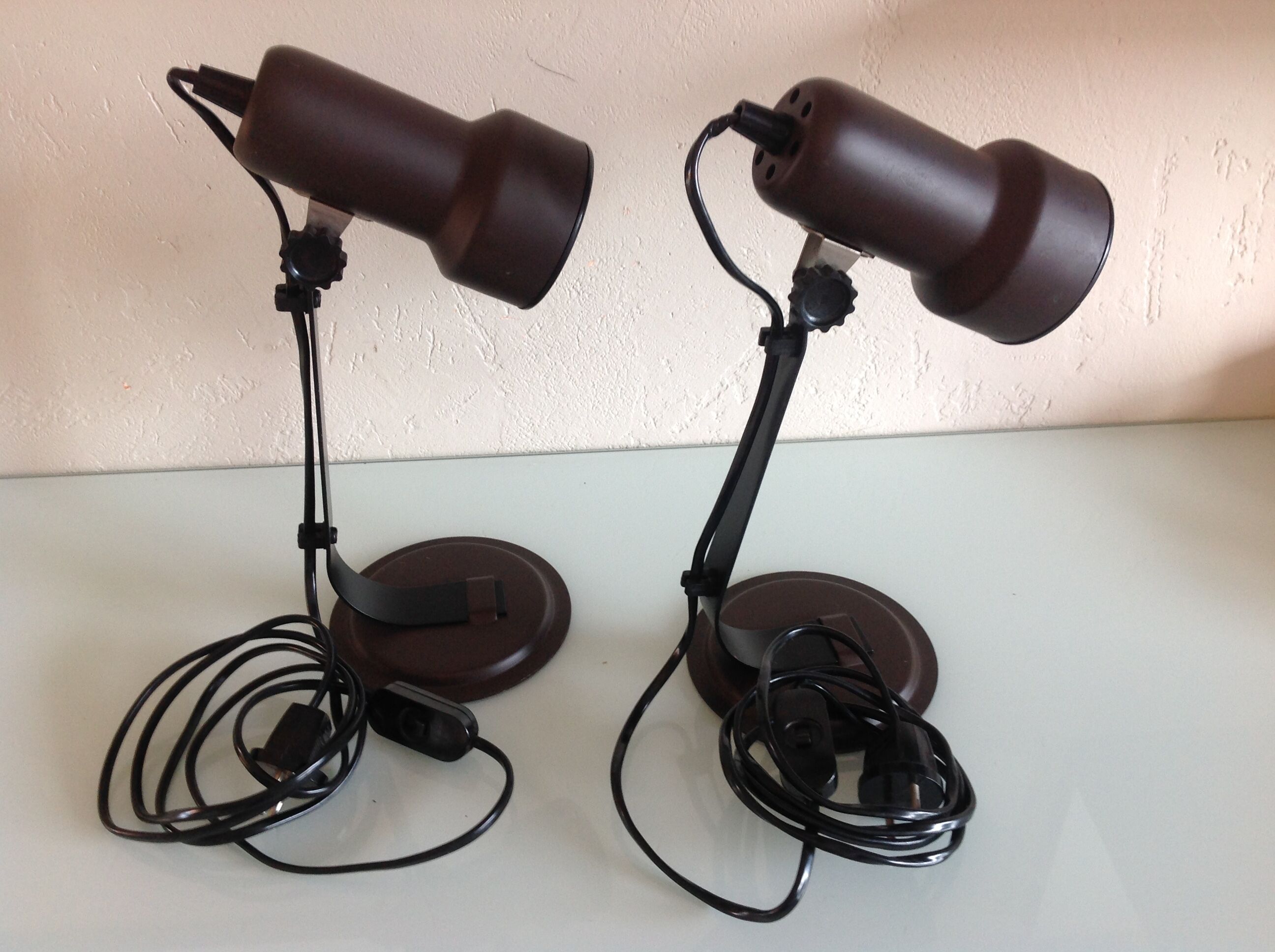 Pair of bedside lamps Metal vintage 70s spots