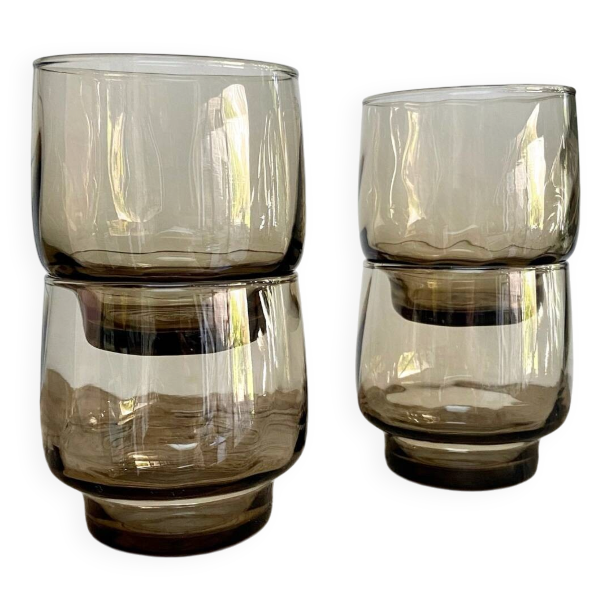 4 verres fumés vintage