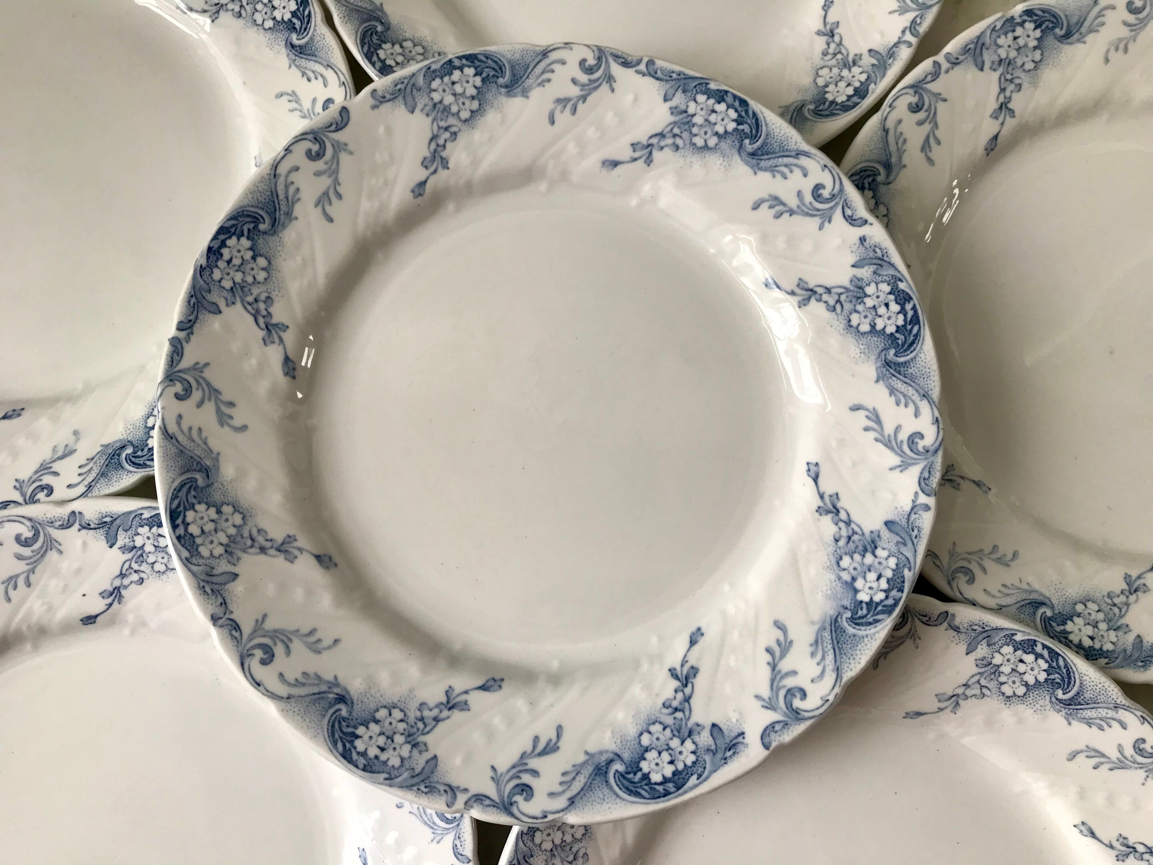 set of 6 flat plates in Iron Earth K&G Lunéville model "Angèle" late 19th century