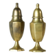 Pair of patinated brass salt and pepper shakers, 20th century.