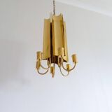 Modern mid-century brass chandelier Reflex Pierre Forssell Skultuna, Sweden