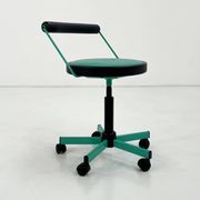 Turquoise adjustable office chair by Bieffeplast, 1980